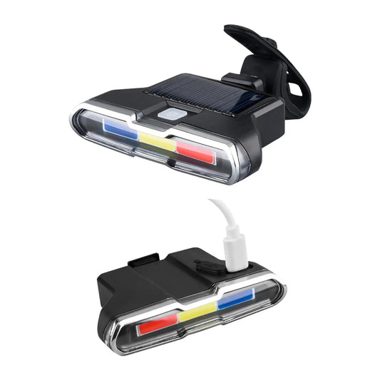 Luz trasera para bicicleta con efecto patrulla, USB y panel solar C3045AG