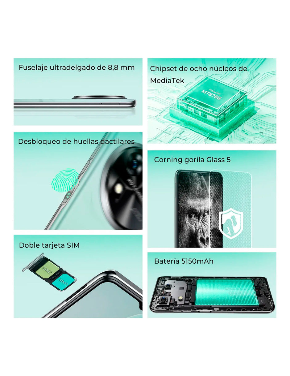 Smartphone C37 Dual Sim 18 gb+256 gb con Andriod 13 5150 Mah Lila