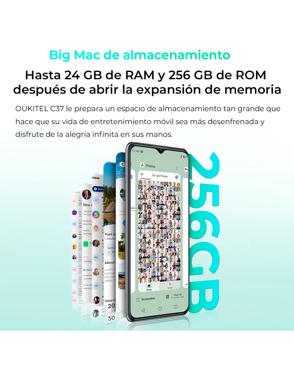 Smartphone C37 Dual Sim 18 gb+256 gb con Andriod 13 5150 Mah Lila
