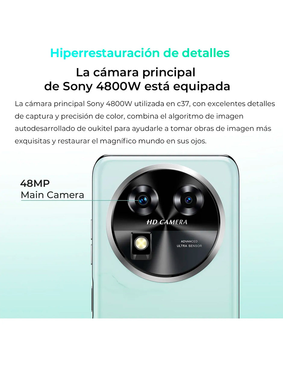 Smartphone C37 Dual Sim 18 gb+256 gb con Andriod 13 5150 Mah Negro