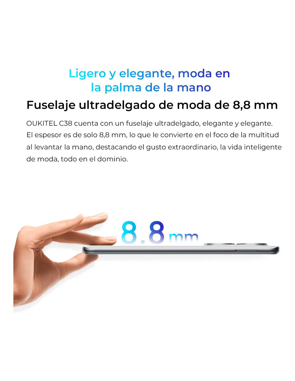 SmartPhone C38 Dual Sim 18 gb+256 gb con Andriod 13 / 5150 Mah Negro