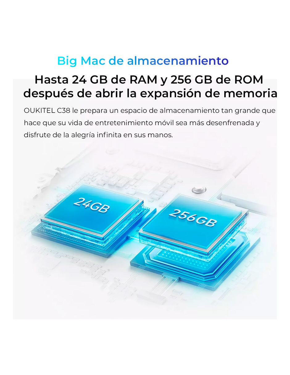 SmartPhone C38 Dual Sim 18 gb+256 gb con Andriod 13 / 5150 Mah Blanco