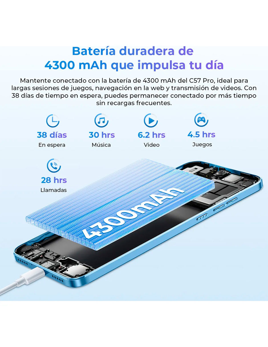 SmartPhone C57pro Teléfono Celular Inteligente Dual SIM NEGRO