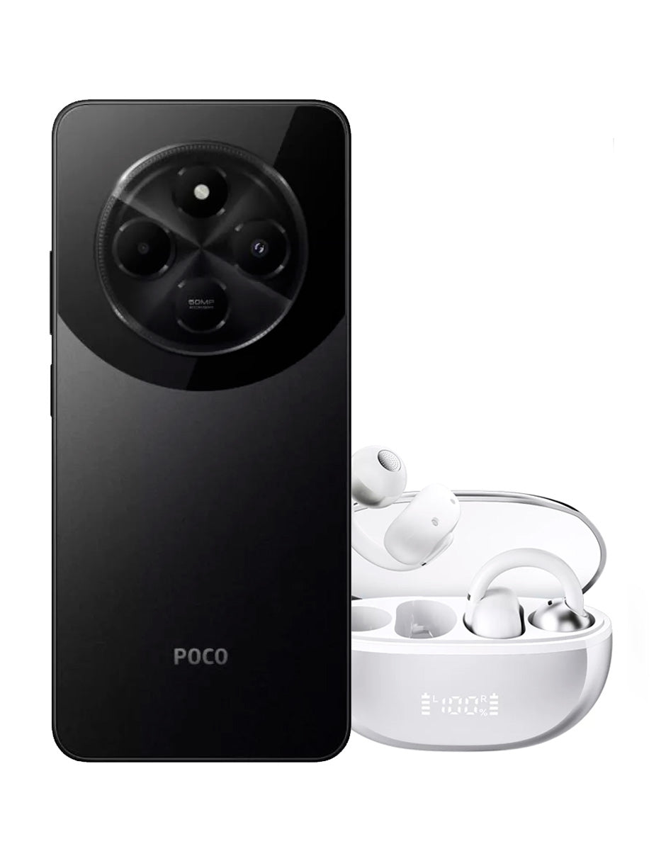 SmartPhone Poco C75 256 gb Rom 8 gb Ram Negro + Auriculares Inalámbricos Clip Blanco