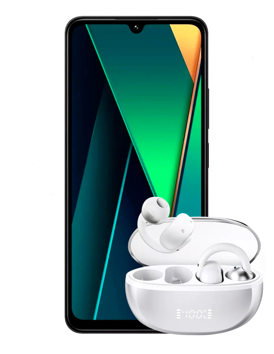 SmartPhone Poco C75 256 gb Rom 8 gb Ram Negro + Auriculares Inalámbricos Clip Blanco