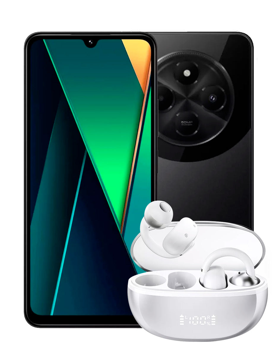 SmartPhone Poco C75 256 gb Rom 8 gb Ram Negro + Auriculares Inalámbricos Clip Blanco