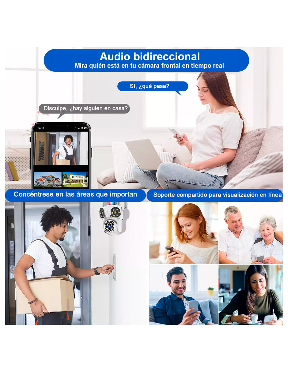 Cámara De Vigilancia Petukita Box S35 con Wifi/8mp De Tres Lentes