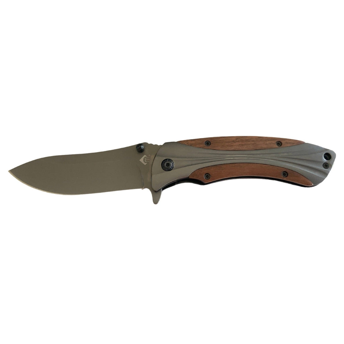 Navaja plegable de acero inoxidable con mango de madera CM72