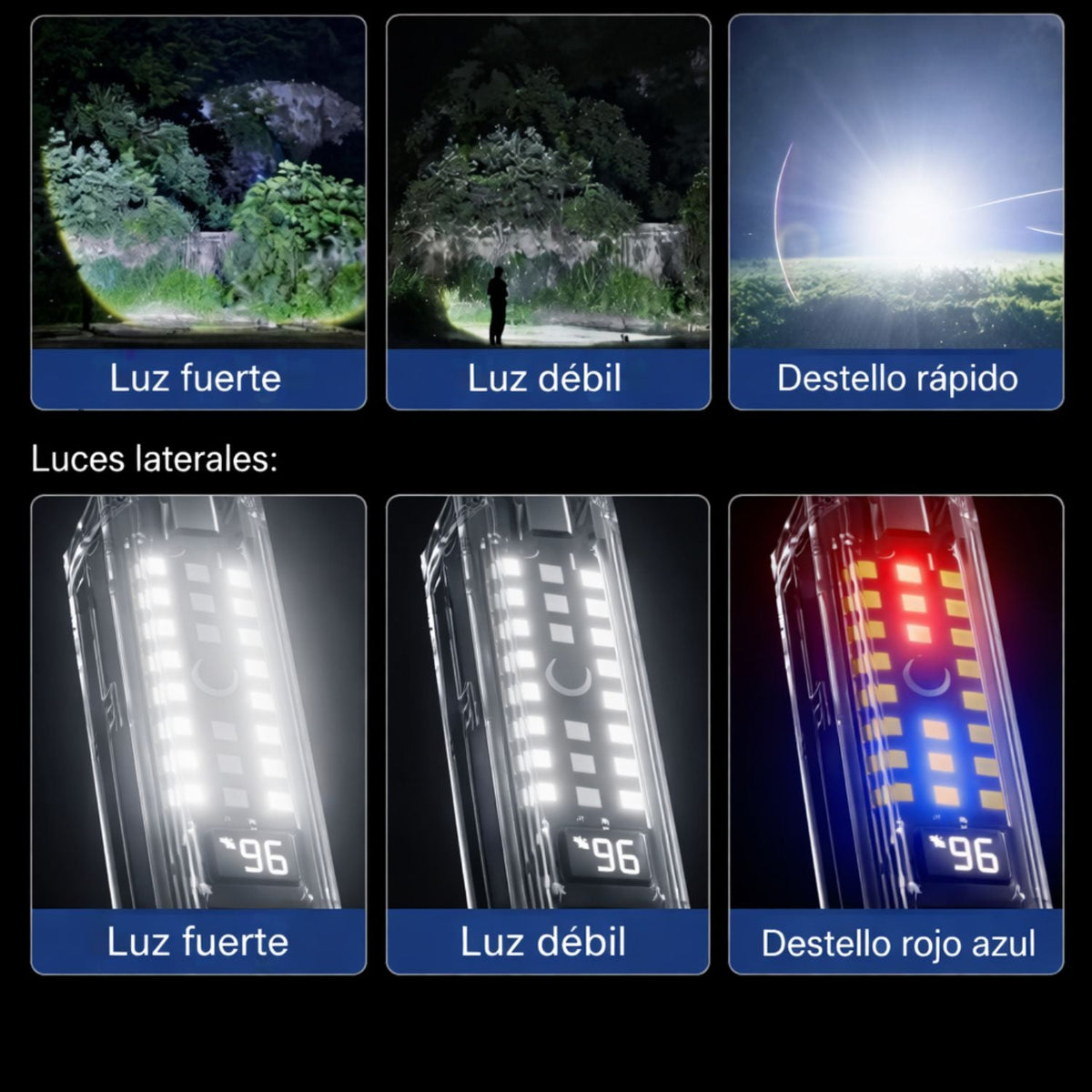 Linterna táctica 10 en 1 con alarma, rompevidrios y power bank - foto 4