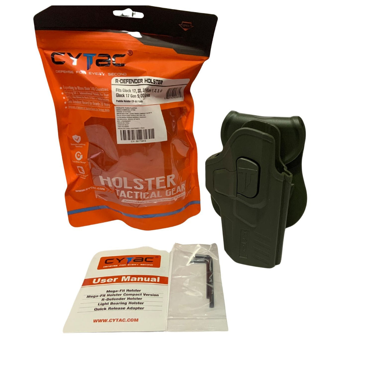 Funda CYTAC R-Defender para Glock 17, 22 y 31 en verde, porte exterior - foto 4