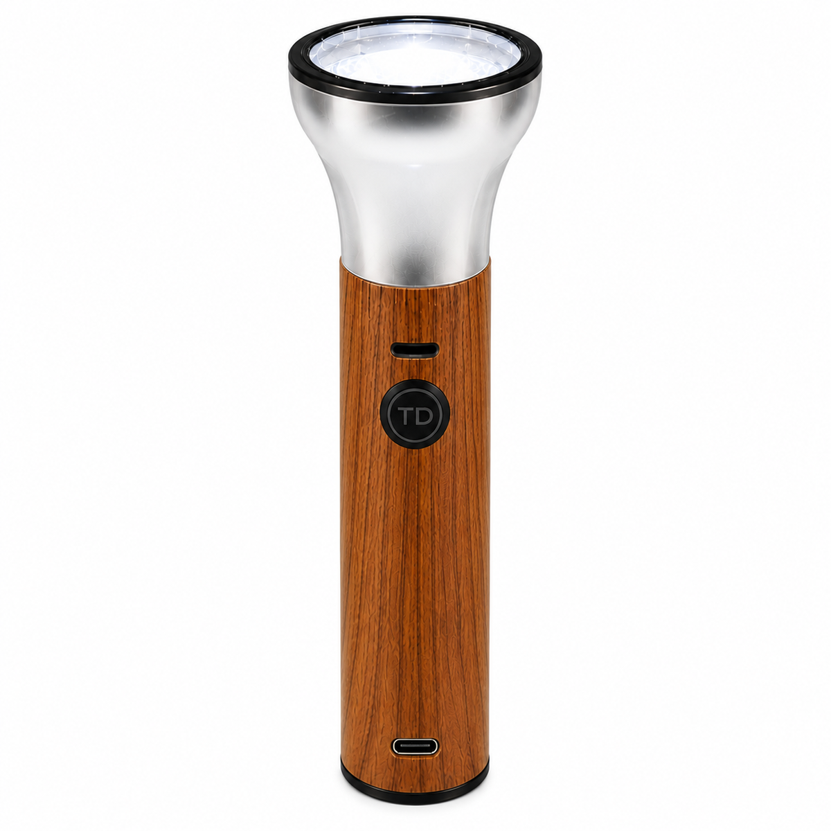 Lámpara LED recargable con acabado tipo madera y 3 modos, USB-C - foto 2