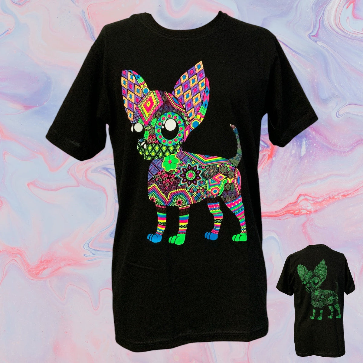 Playeras de algodón con efecto fluorescente y doble estampado, SN135