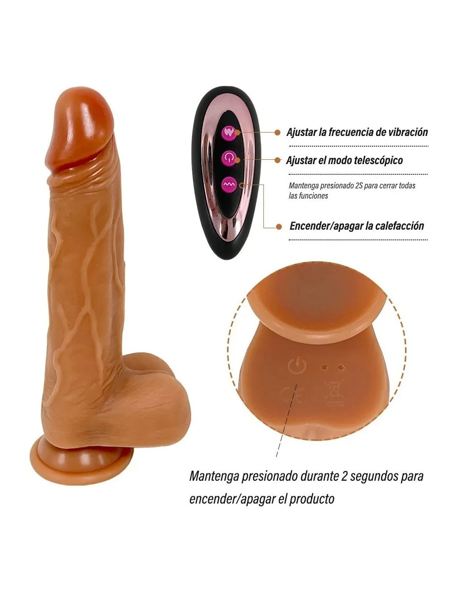 Vibrador Consolador Realista Dildo Pene Telescópico