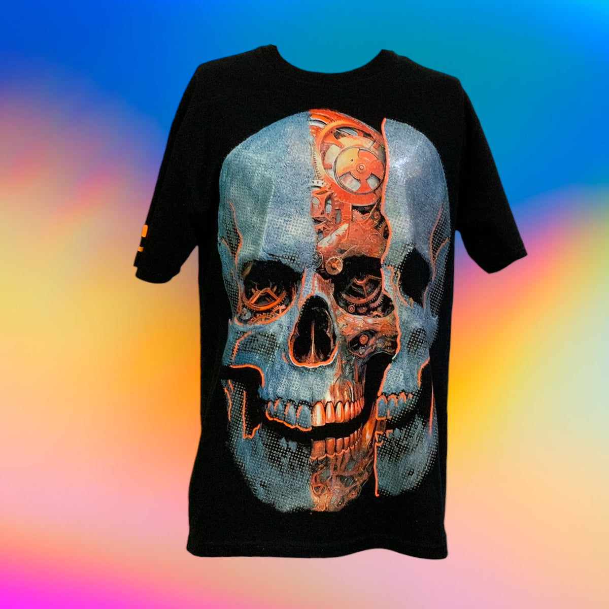 Playera efecto neón para luz negra, estampado liso, con pulsera - foto 2