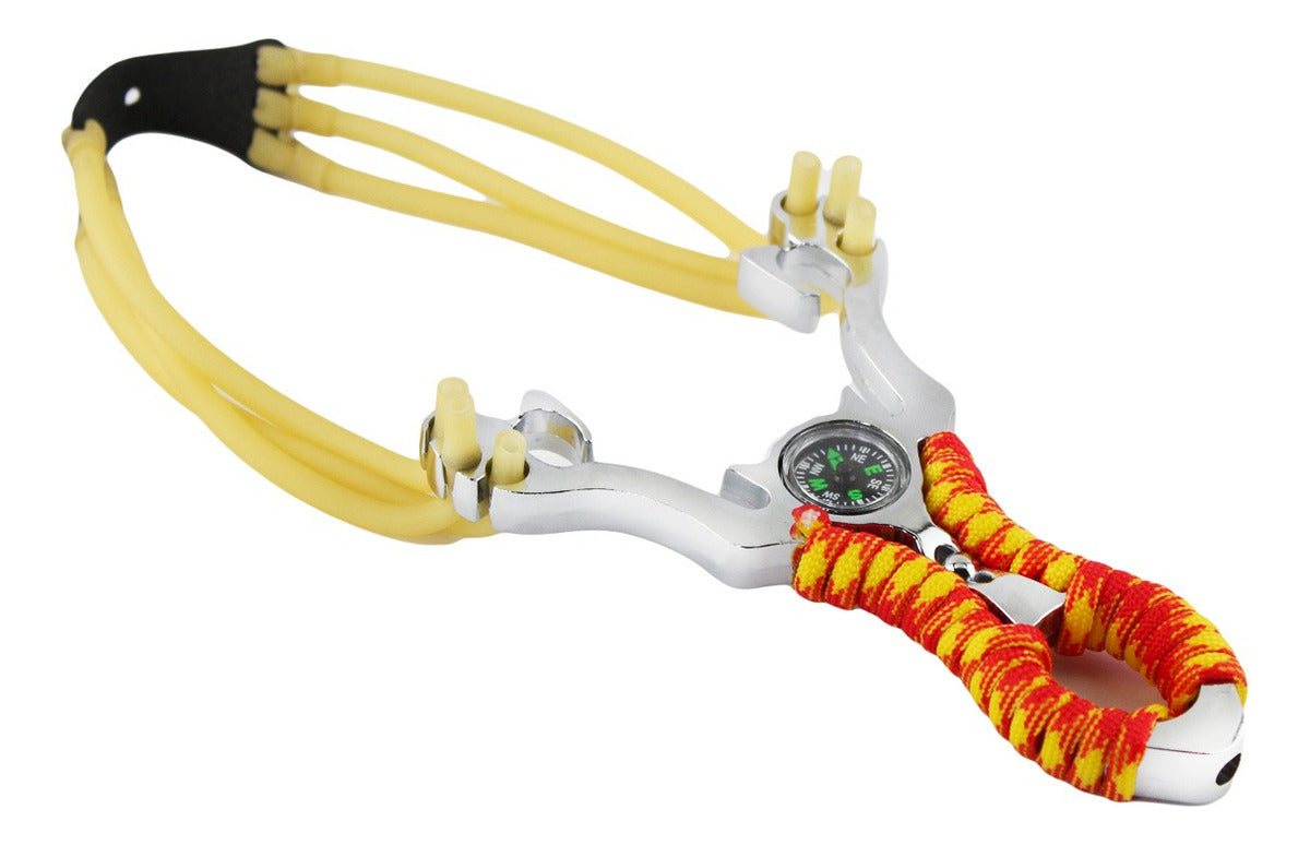 Resortera de tres ligas con brújula y paracord, modelo DG005