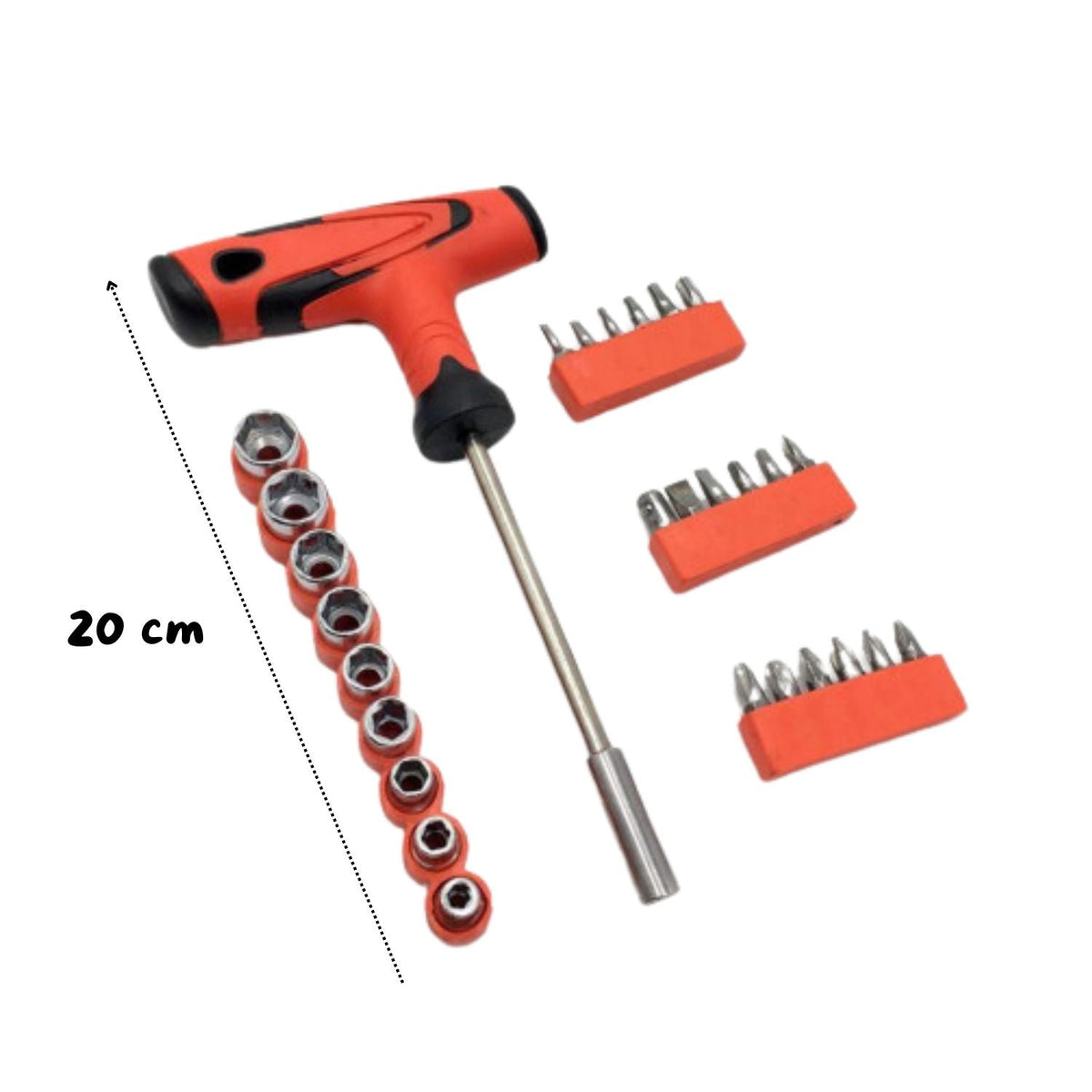 Set de desarmador tipo T de 28 piezas con dados y puntas PH, PZ, Torx y Allen - foto 3