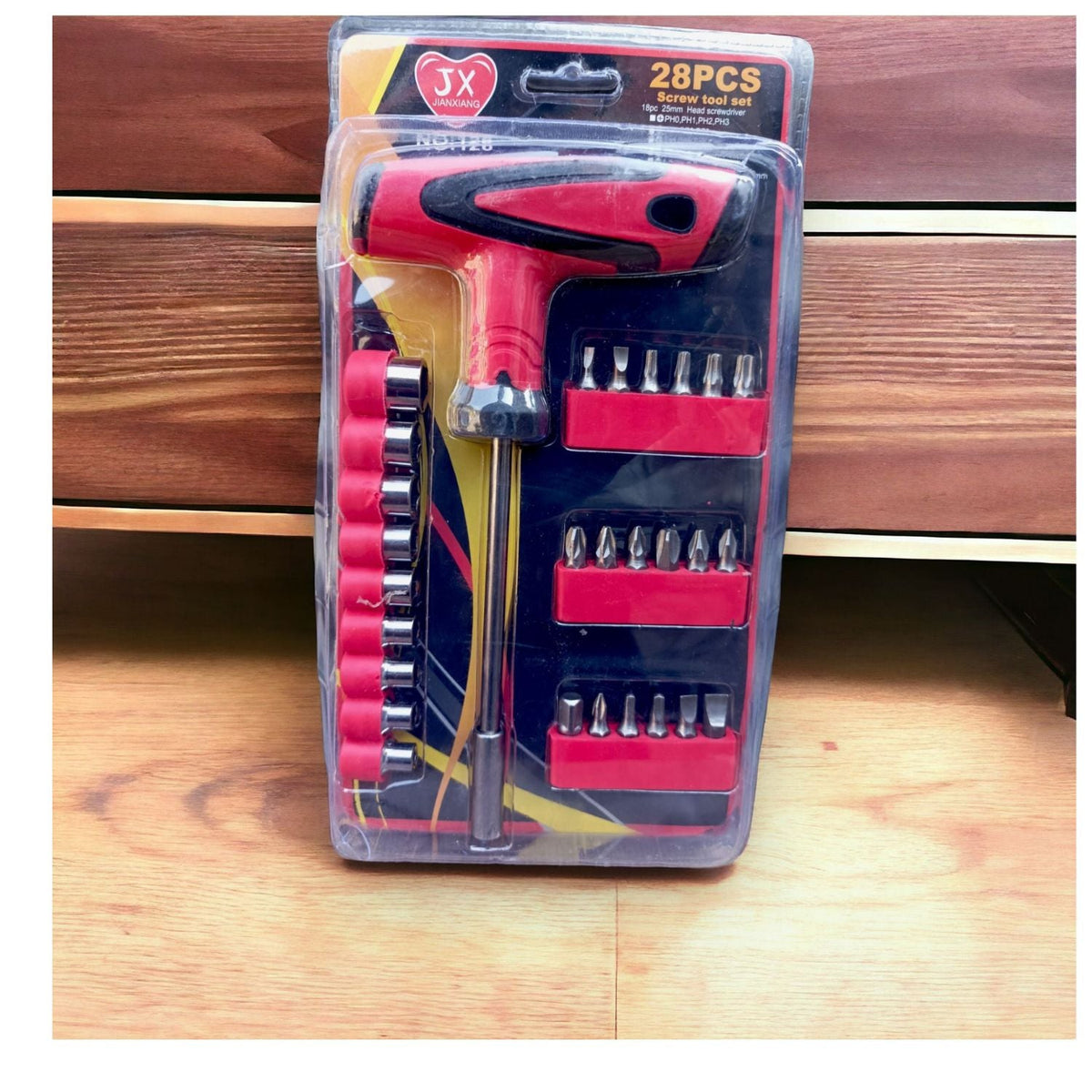 Set de desarmador tipo T de 28 piezas con dados y puntas PH, PZ, Torx y Allen - foto 4