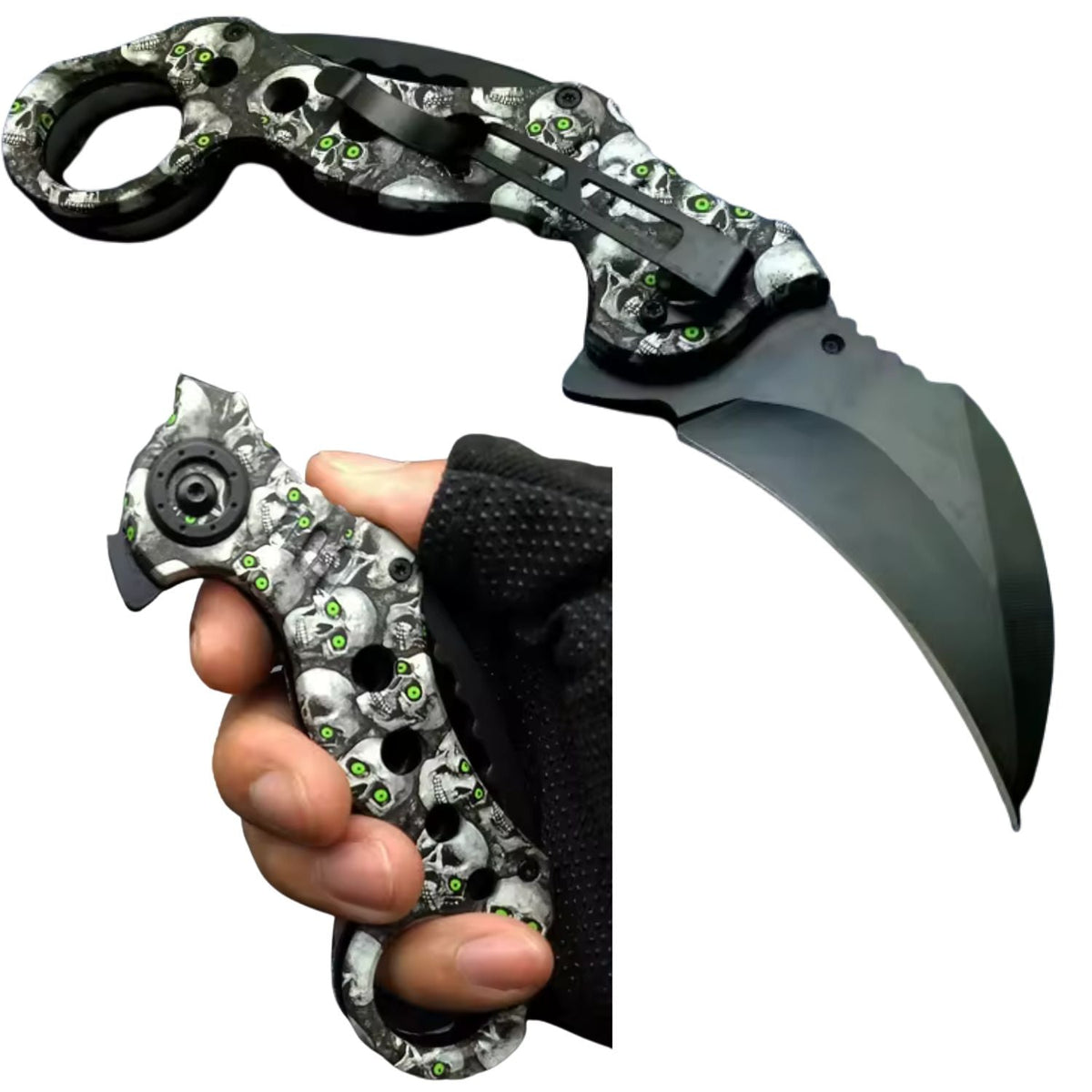 Navaja karambit plegable con anillo de agarre, estilo EDC - foto 2