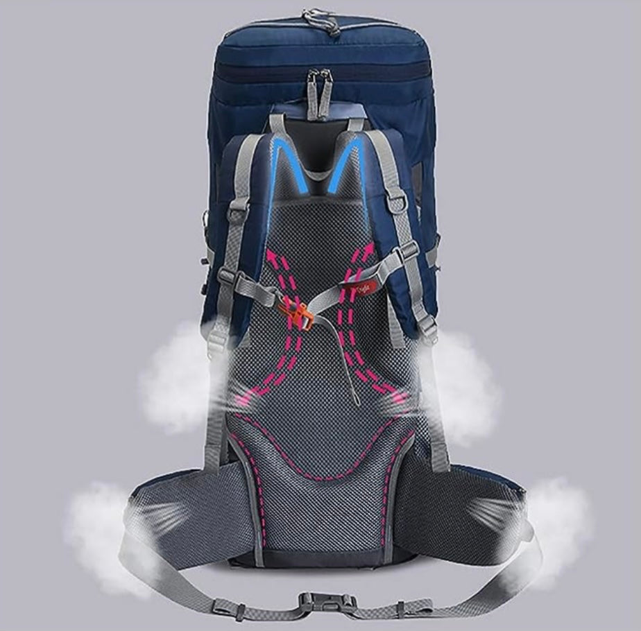 Mochila de 60 litros para escalada y senderismo con cubierta contra lluvia - foto 2