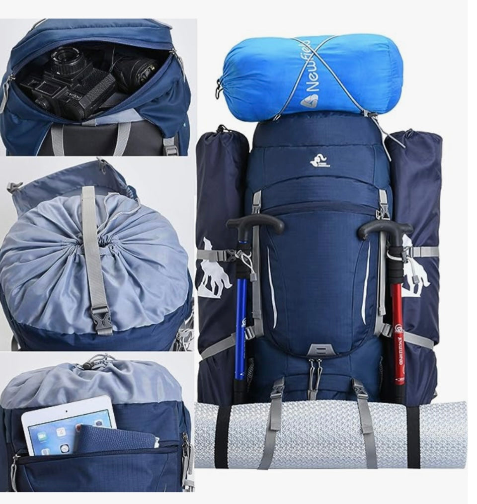 Mochila de 60 litros para escalada y senderismo con cubierta contra lluvia - foto 4
