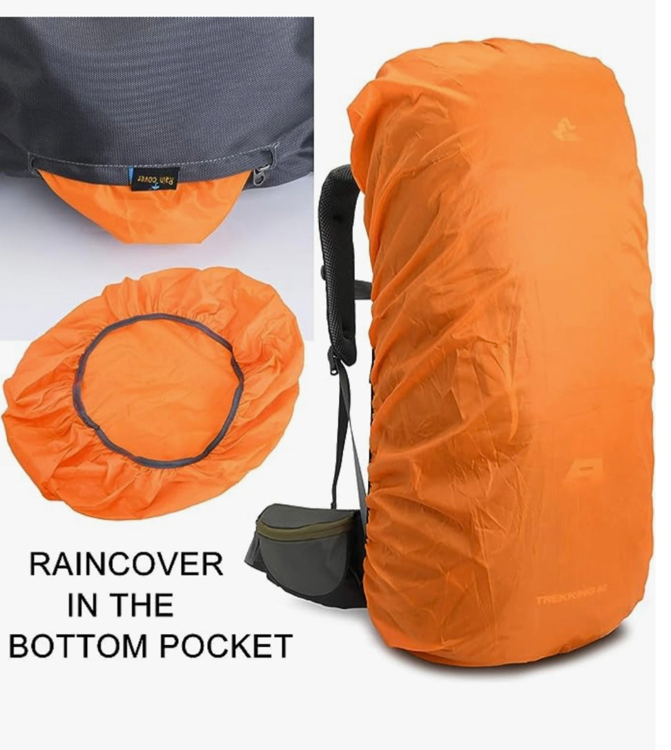 Mochila de 60 litros para escalada y senderismo con cubierta contra lluvia - foto 5