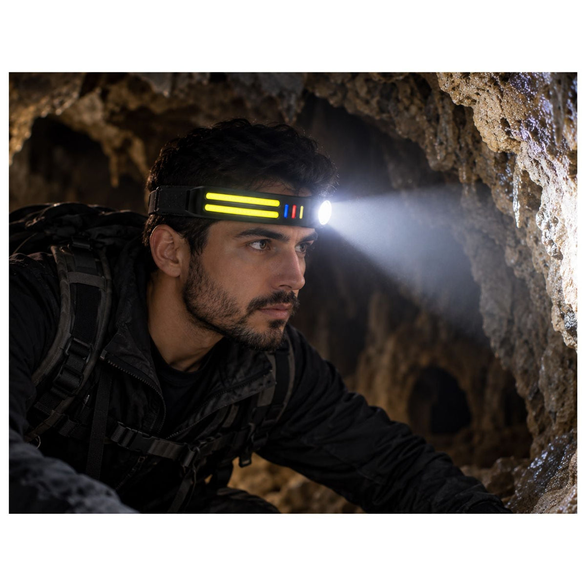 Lámpara frontal LED COB con sensor de movimiento, recarga USB-C y 9 modos - foto 5