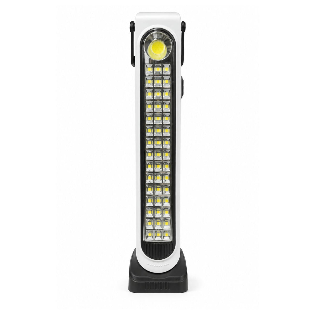 Lámpara LED solar portátil de 41 cm con manija giratoria y USB-C, 5 modos