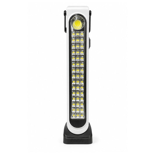 Lámpara LED solar portátil de 41 cm con manija giratoria y USB-C, 5 modos