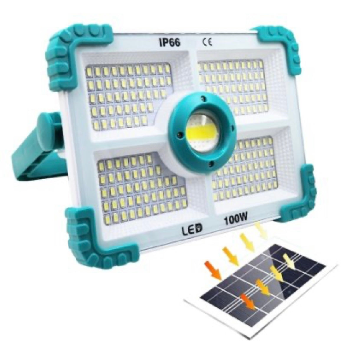 Lámpara solar portátil de 100 W con power bank y 6 modos, modelo DT188