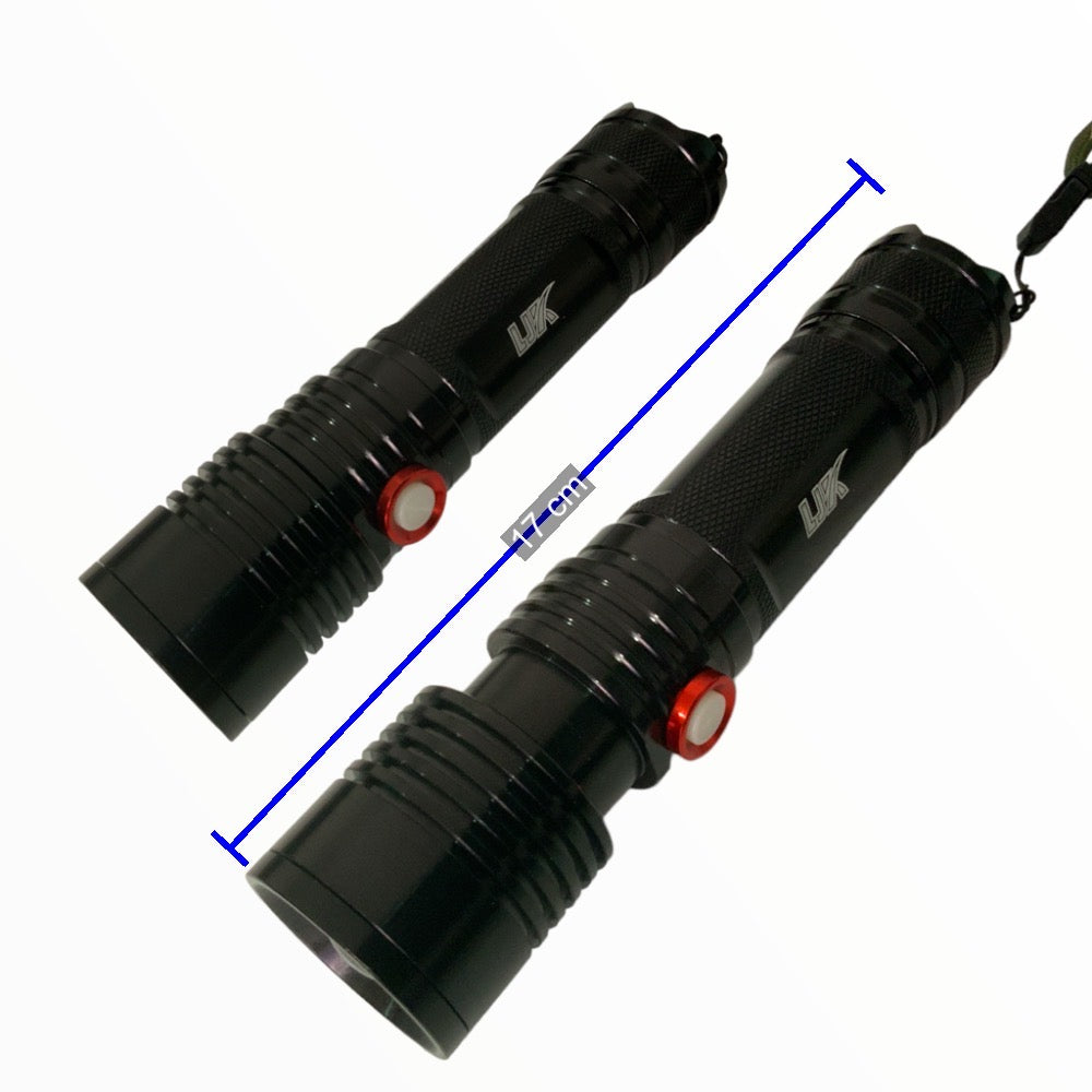 Linterna LED P50 de 5000 lúmenes con cono rojo y rompe vidrios DT322P - foto 2