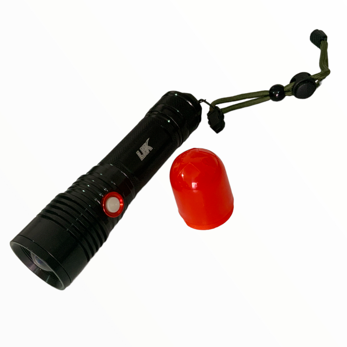 Linterna LED P50 de 5000 lúmenes con cono rojo y rompe vidrios DT322P - foto 3