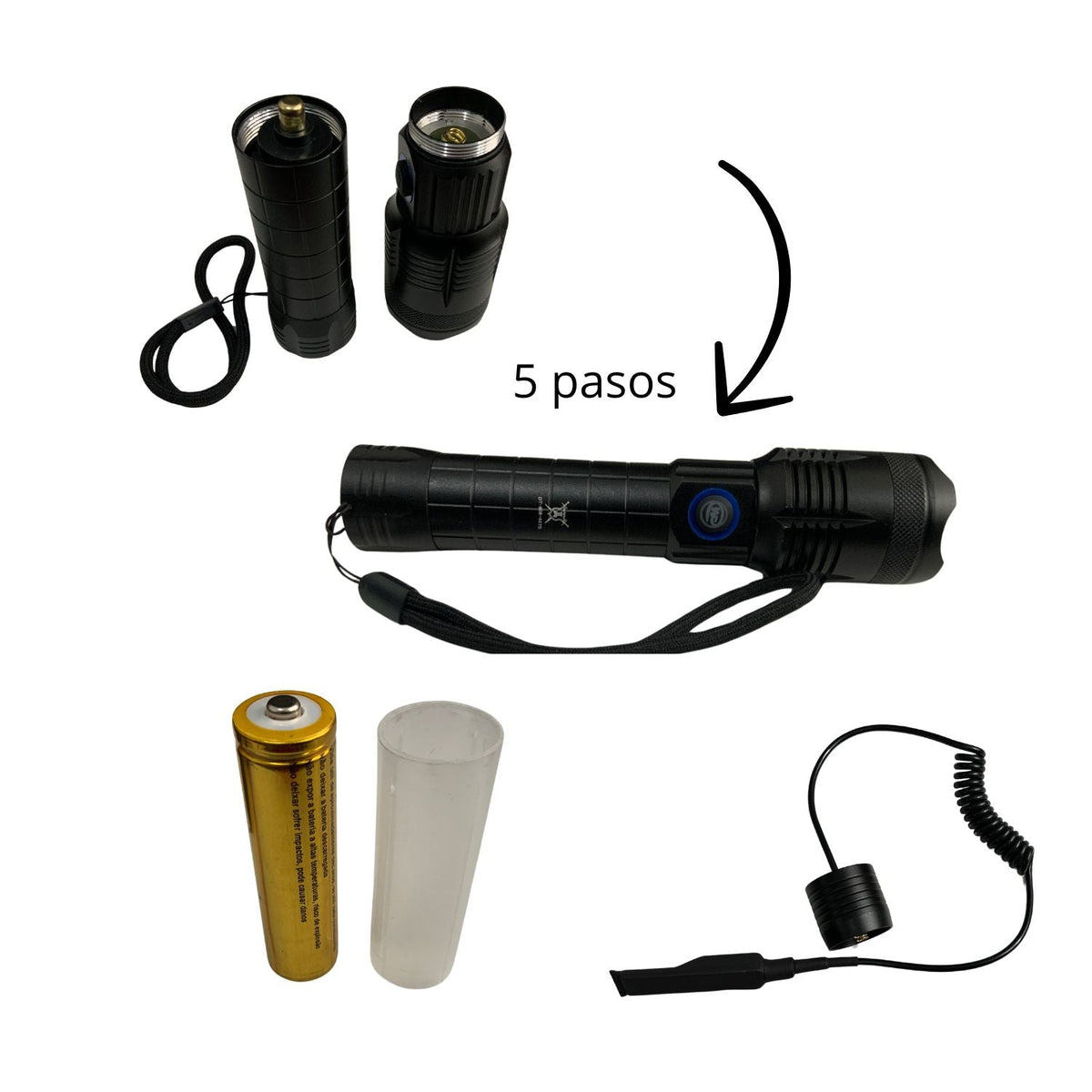 Lámpara LED T9 con cola de rata, 5 pasos y zoom DT447S - foto 3