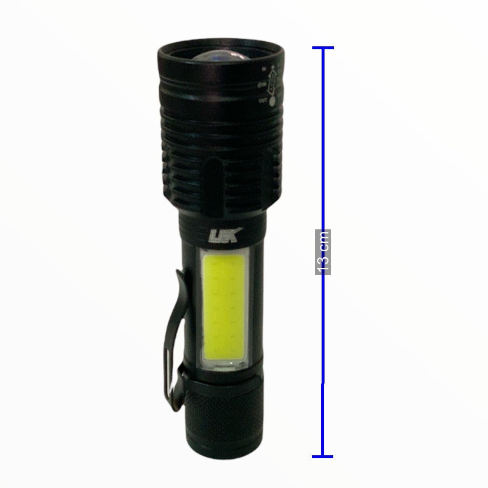Lámpara de mano con luz lateral COB, clip y control de carga USB DT464 - foto 3