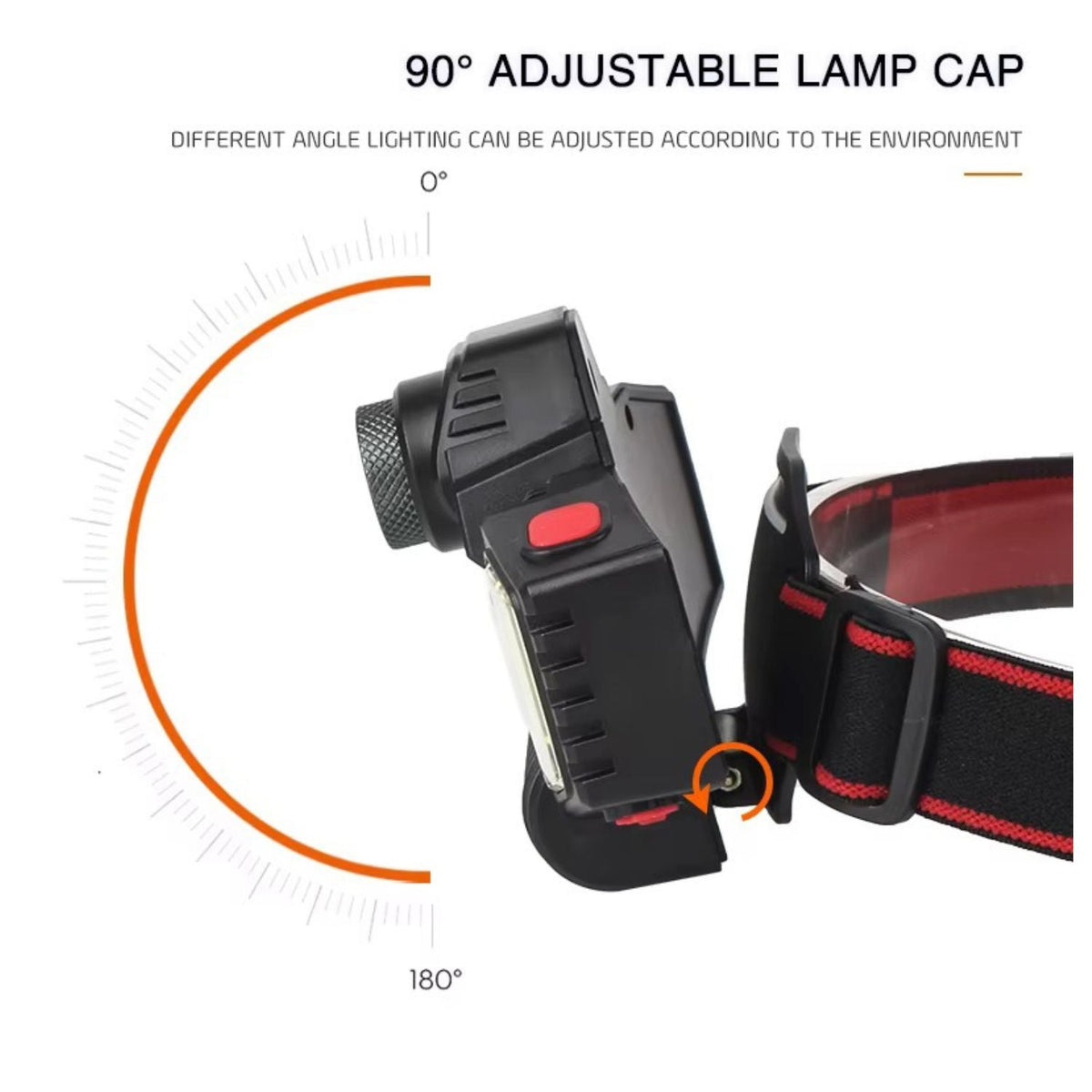 Lámpara frontal LED recargable con COB, luz roja y azul y cabezal 90° (DT495) - foto 4