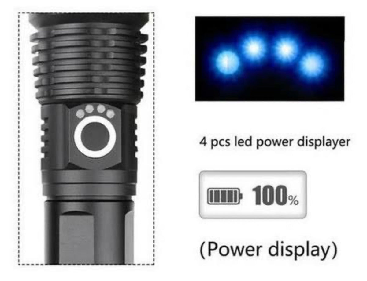 Linterna LED T9 de 5 pasos con zoom y carga USB, 5000 lúmenes DT511 - foto 3