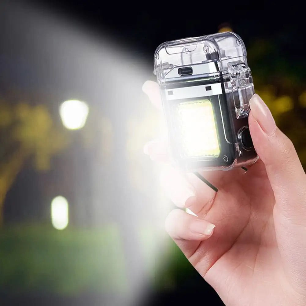Encendedor eléctrico a prueba de viento con linterna de 3 pasos, USB