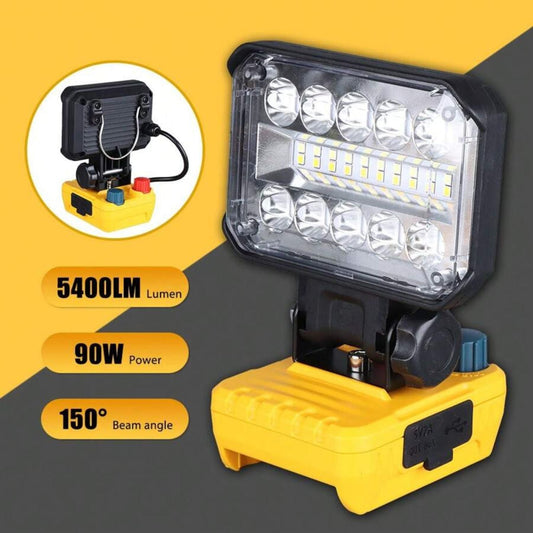 Luz de trabajo LED inalámbrica de 18 V con luz fría y cálida y power bank DT625