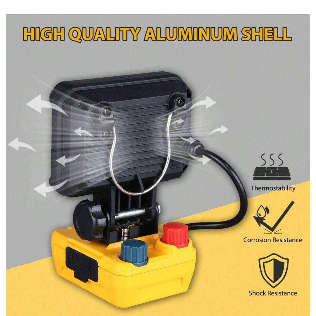 Luz de trabajo LED inalámbrica de 18 V con luz fría y cálida y power bank DT625 - foto 4