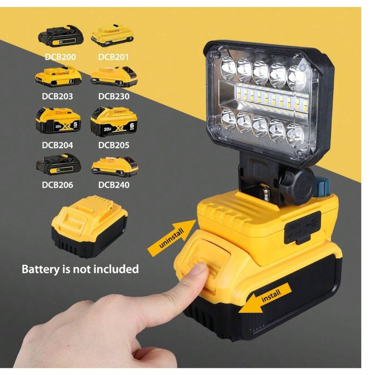 Luz de trabajo LED inalámbrica de 18 V con luz fría y cálida y power bank DT625 - foto 7