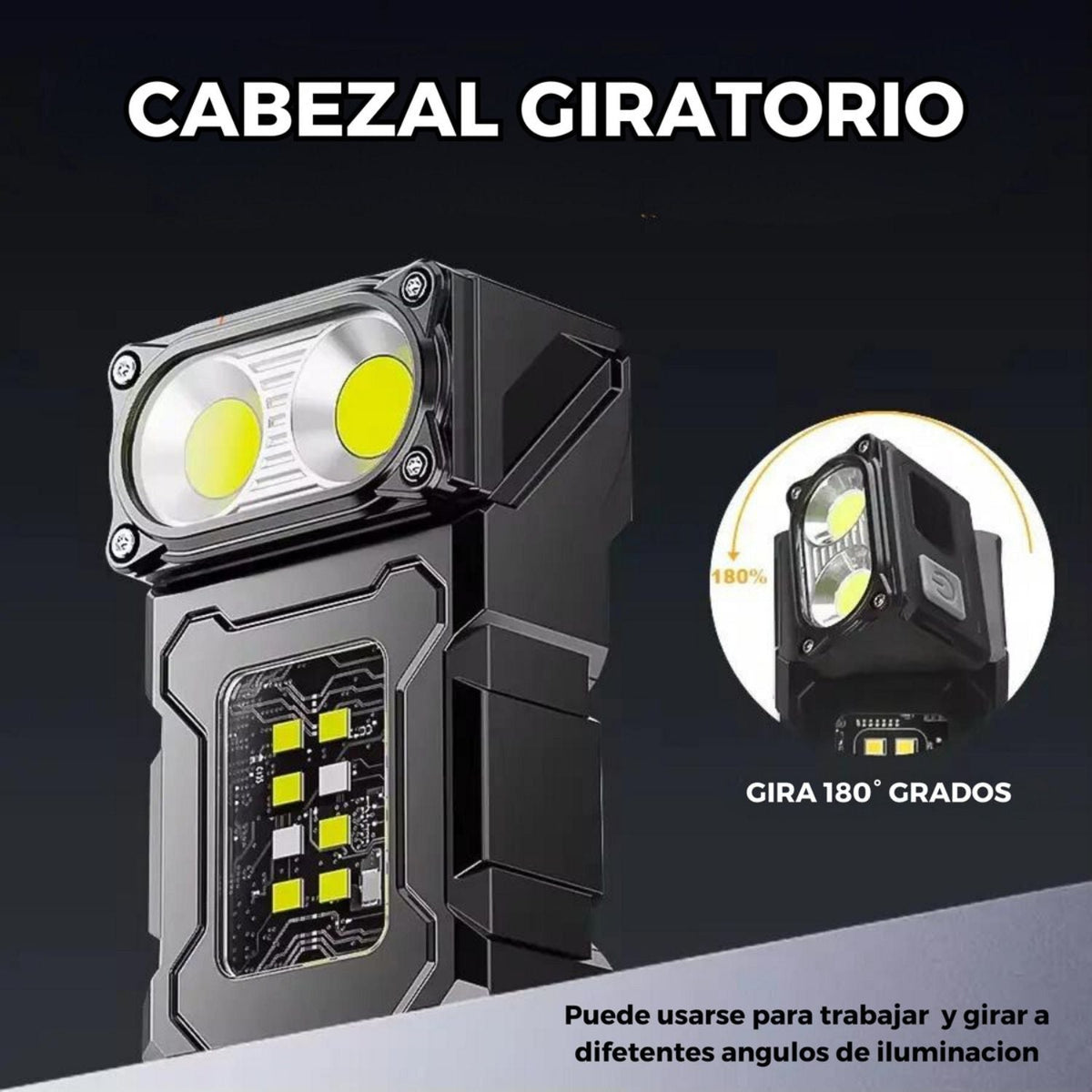 Linterna pequeña giratoria con luz tipo patrulla y función de power bank - foto 2