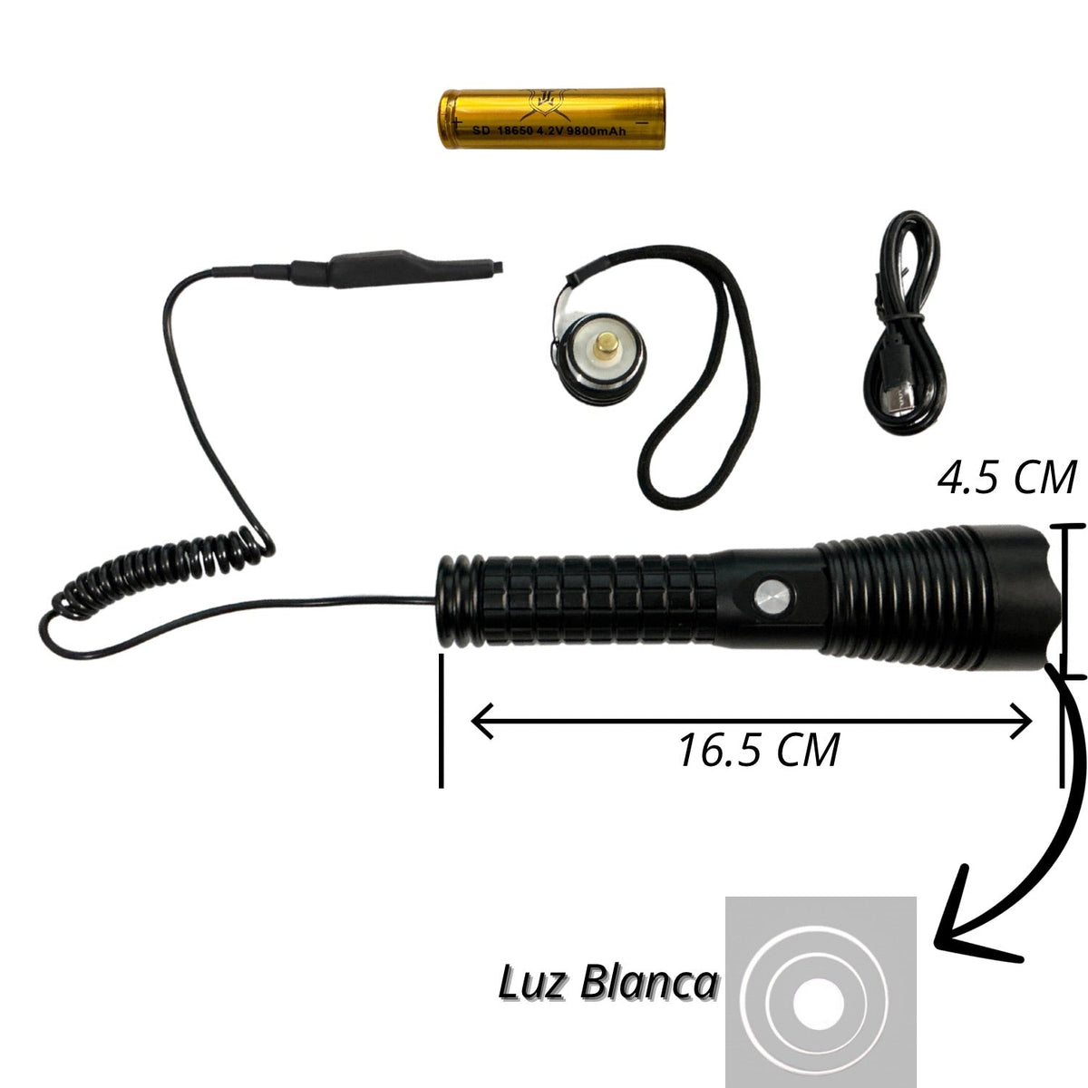 Lámpara LED T6 con cola de rata USB para arma larga DT644S