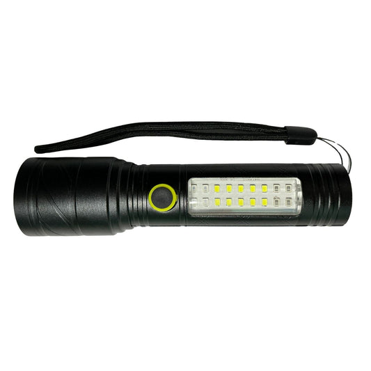 Linterna frontal de 5 modos con COB lateral, efecto patrulla y USB-C DT663