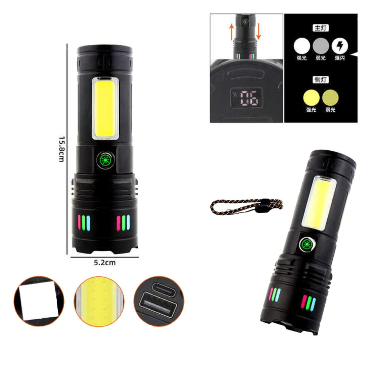 Lámpara frontal COB con power bank, indicador de carga y 5 modos DT665 - foto 4