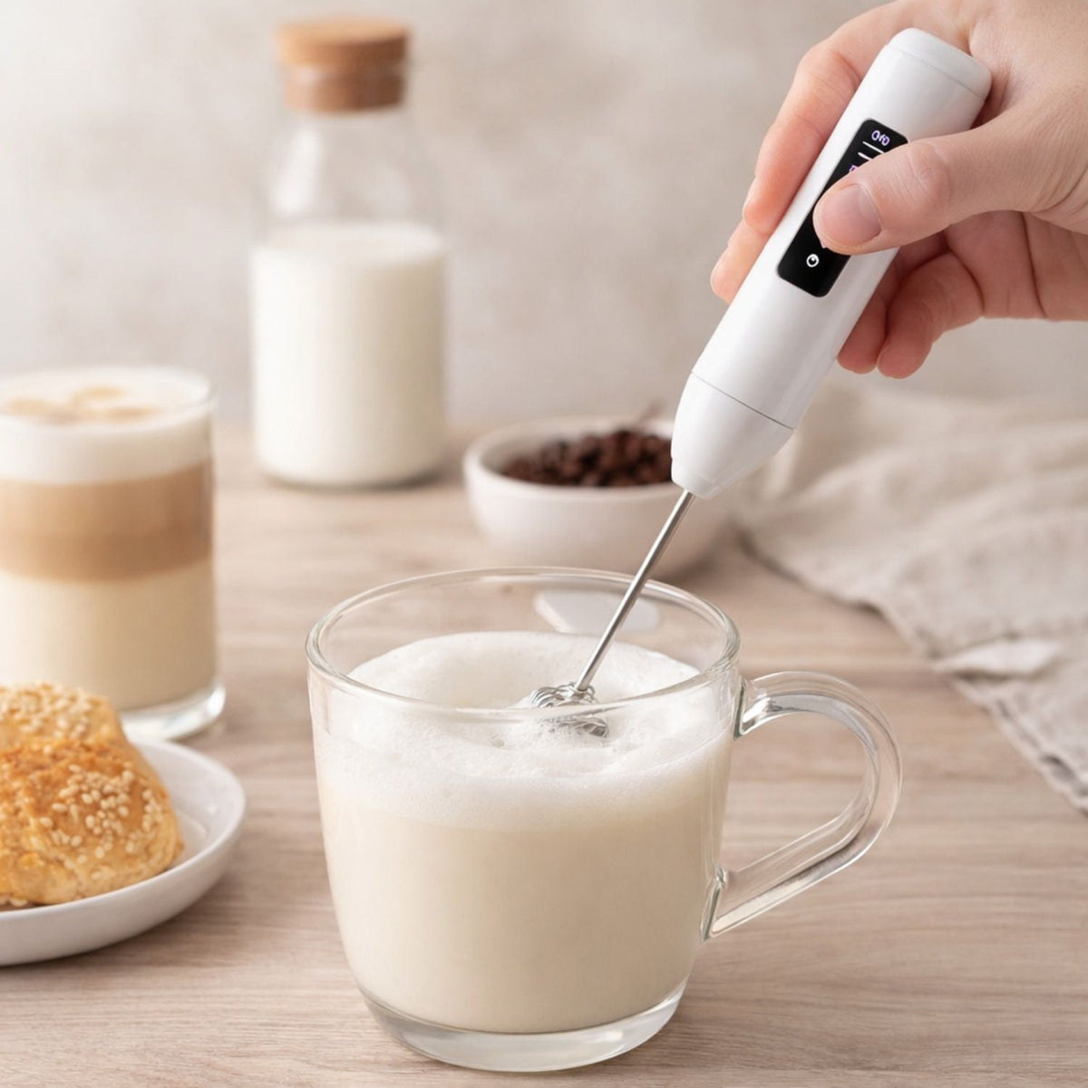 Espumador de leche eléctrico recargable con 3 velocidades - foto 3