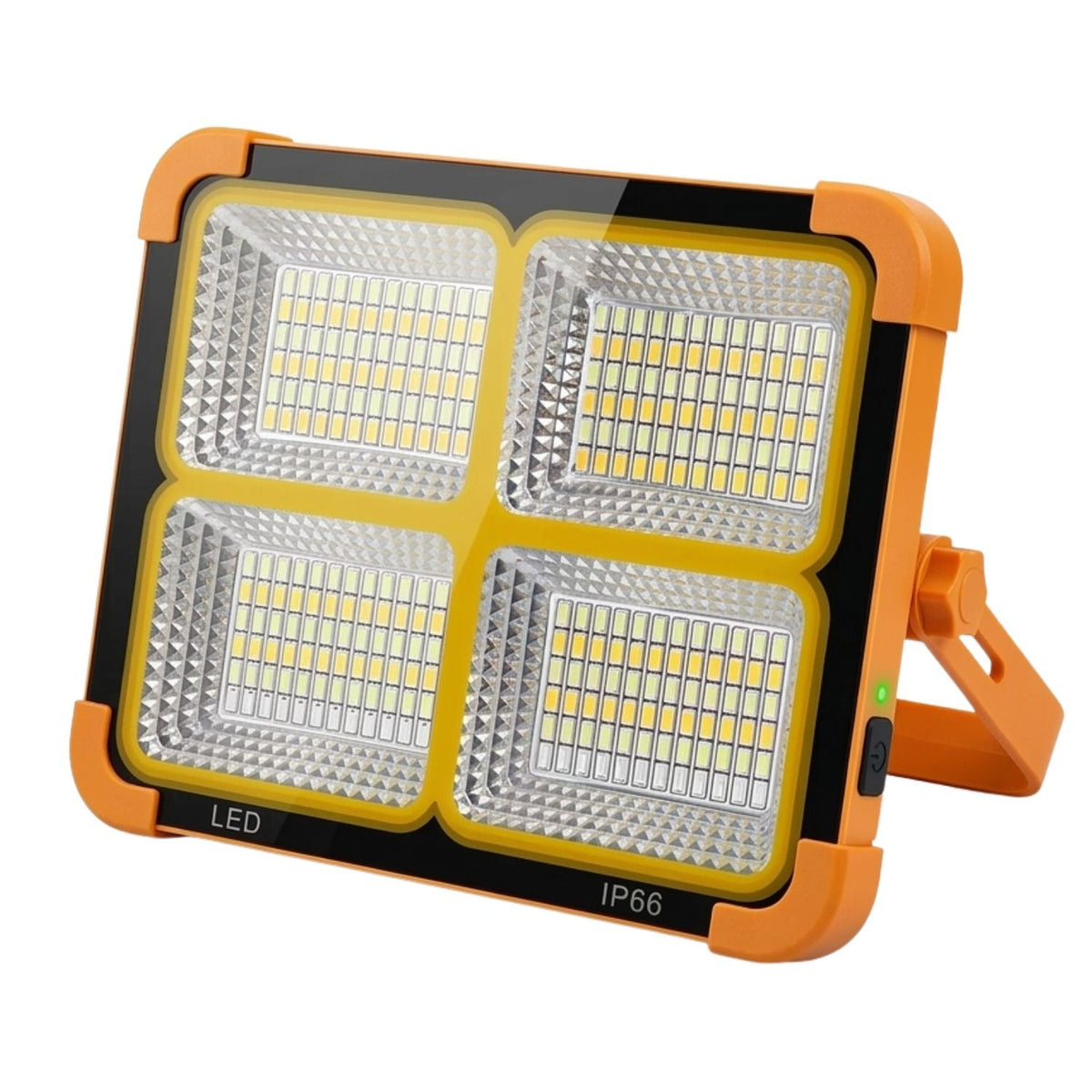 Reflector solar LED portátil de 4 paneles con power bank y luz de emergencia