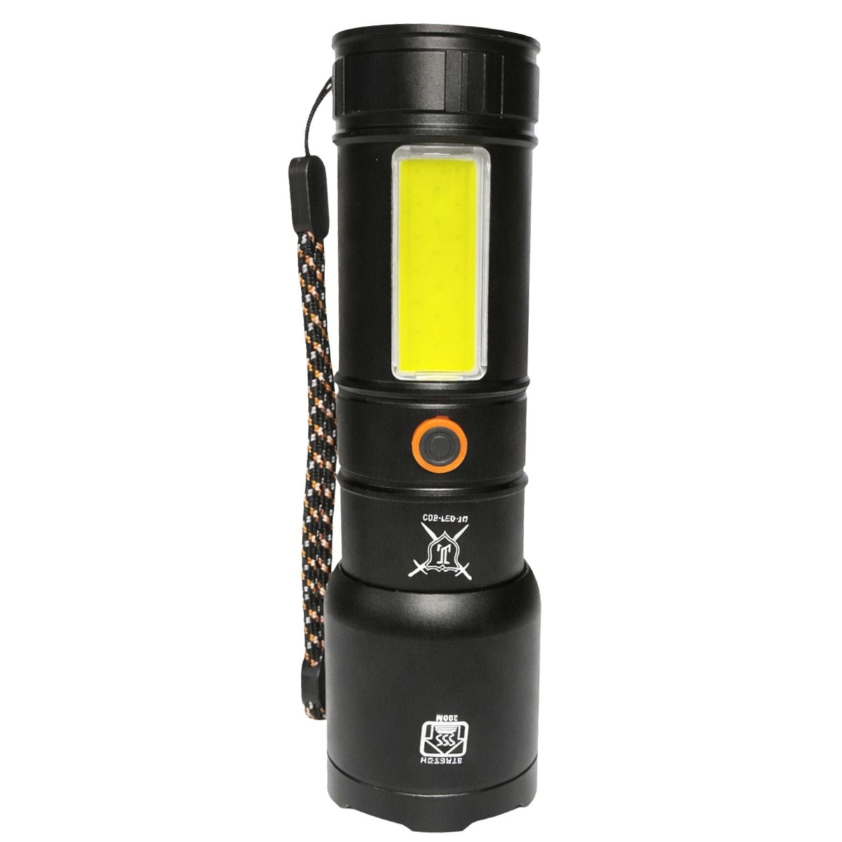 Linterna LED recargable de 6 modos con luz lateral COB y correa