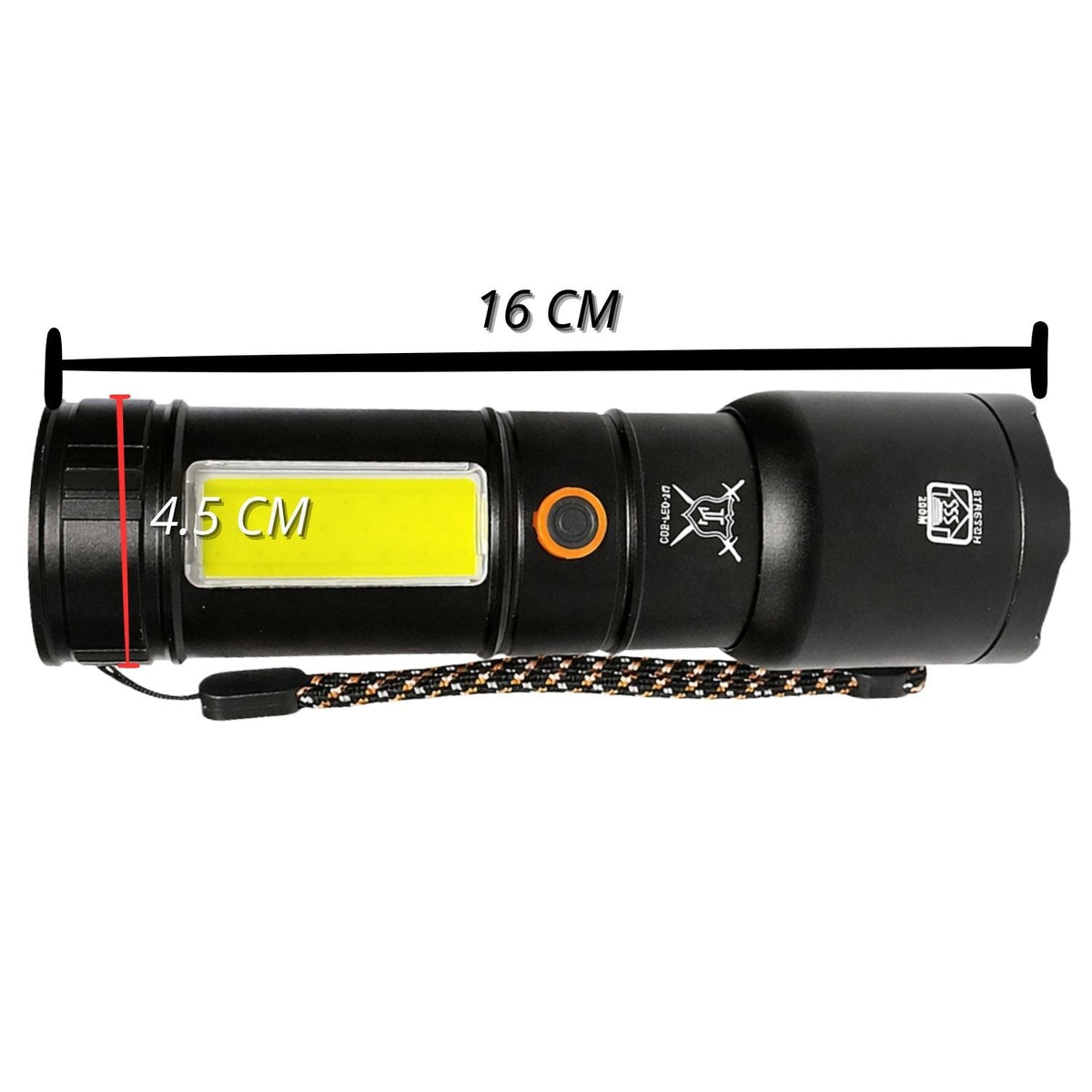Linterna LED recargable de 6 modos con luz lateral COB y correa - foto 3