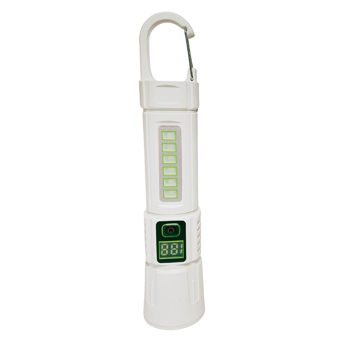 Linterna LED 2 en 1 con luz lateral, zoom, gancho y carga USB-C