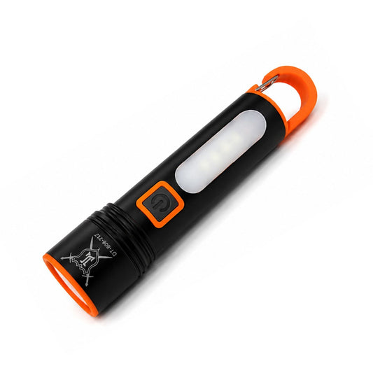 Linterna de mano LED con COB lateral, mosquetón y luz patrulla (DT787)