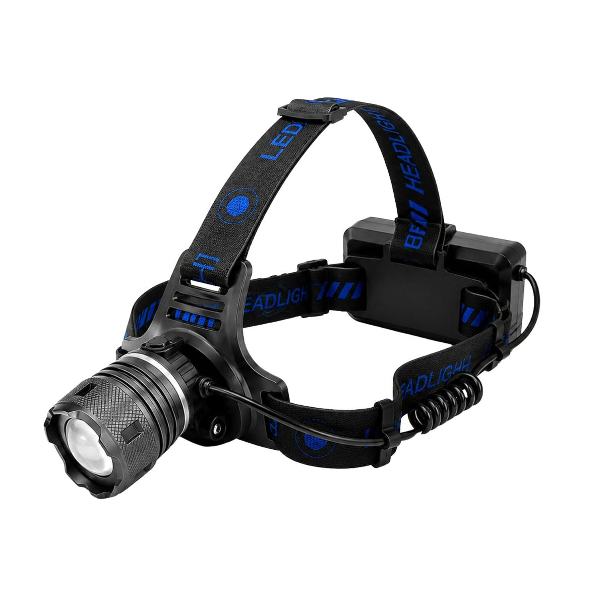 Lámpara frontal con zoom, cabezal 90° y luz trasera, baterías 18650 (DT788)